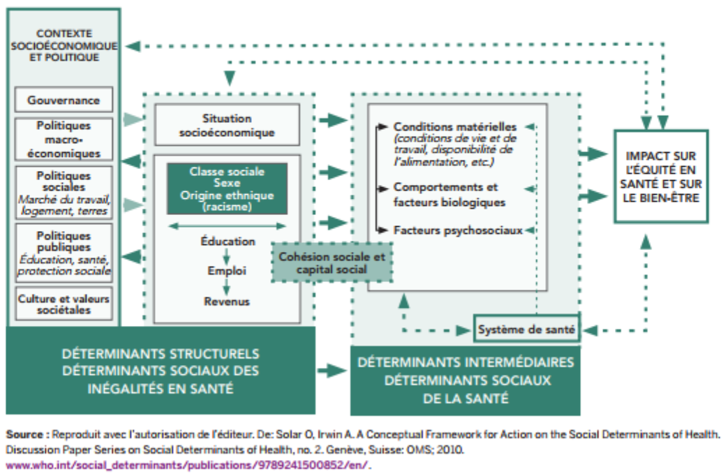 Cadre conceptuel d’action sur les déterminants sociaux de la santé (Solar et Irwin, 2010)