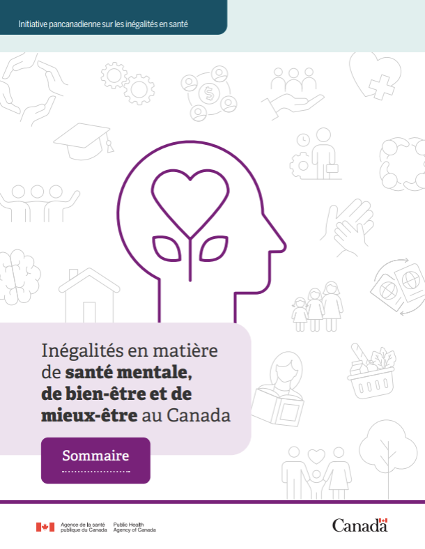 Page titre du sommaire du rapport 'Inégalités en matière de santé mentale, de bien-être et de mieux-être au Canada'